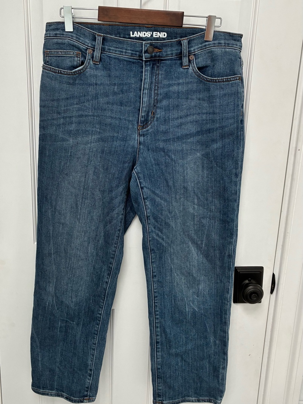 Lands' End Medium Blue Straight-Leg Women's Jeans
